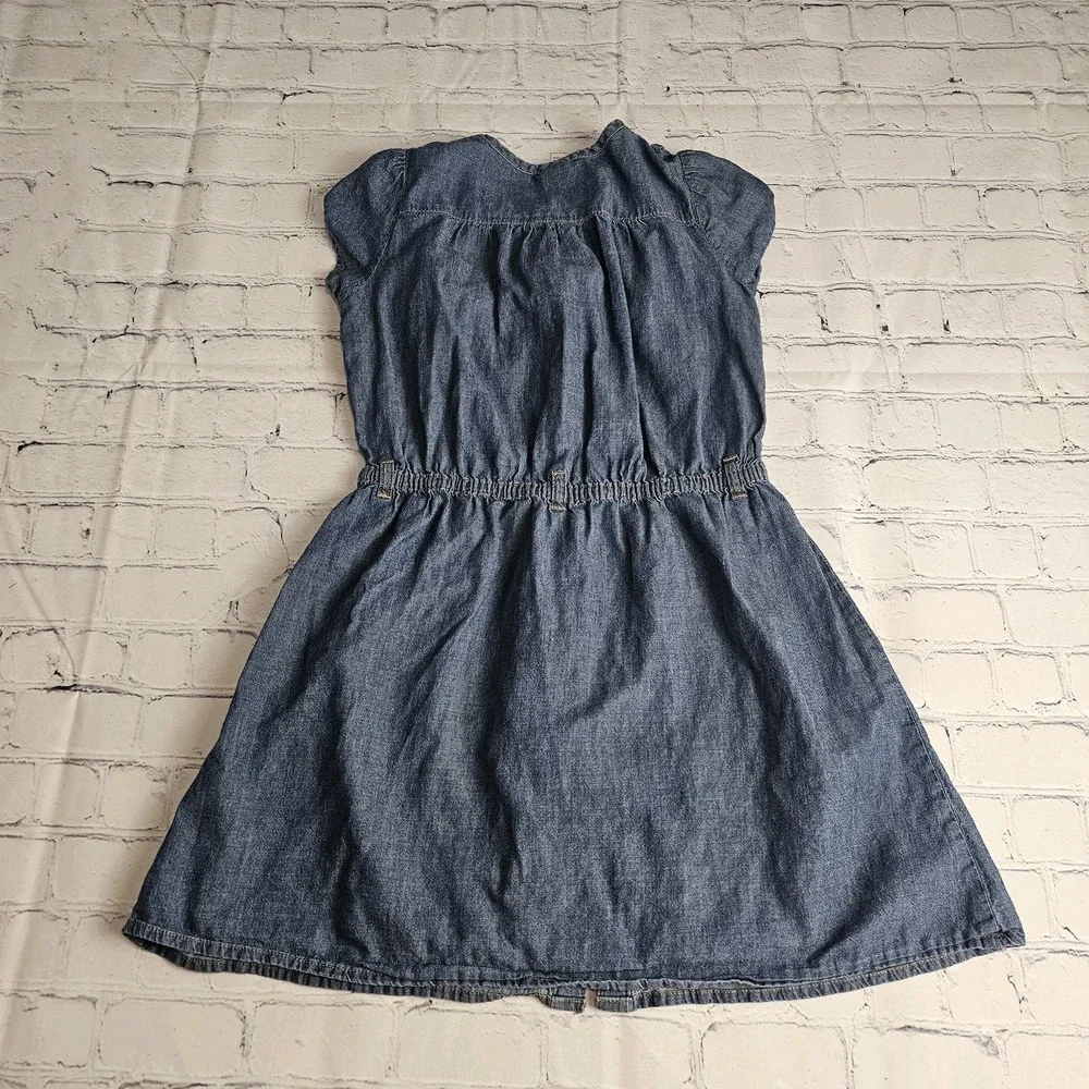 OshKosh B'gosh Kids 6X Dress Girls Denim Cap Sleeve‎ Button Ruffles Blue